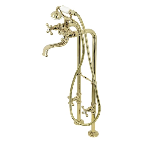 Kingston Brass CCK226K2 Freestanding Clawfoot Tub Faucet Package with Supply Line, Polished Brass CCK226K2